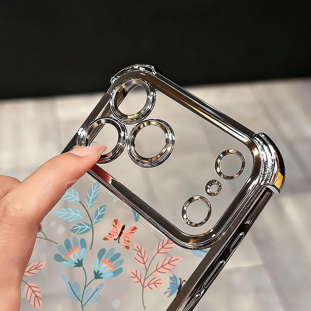 Fashion Flower Pattern Phone Case for Samsung Galaxy A57 A56 A55 A54 A53 A52 A37 A36 A16 A06 4G 5G Anti-drop Transparent Cover