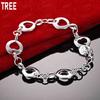 925 Sterling Silver Round Disc Hollow Heart Side Chain Beautiful Bracelet Gift Jewelry