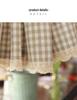 Nordic Style Light Brown Linen Cotton Checkered Half Curtain for Cabinets