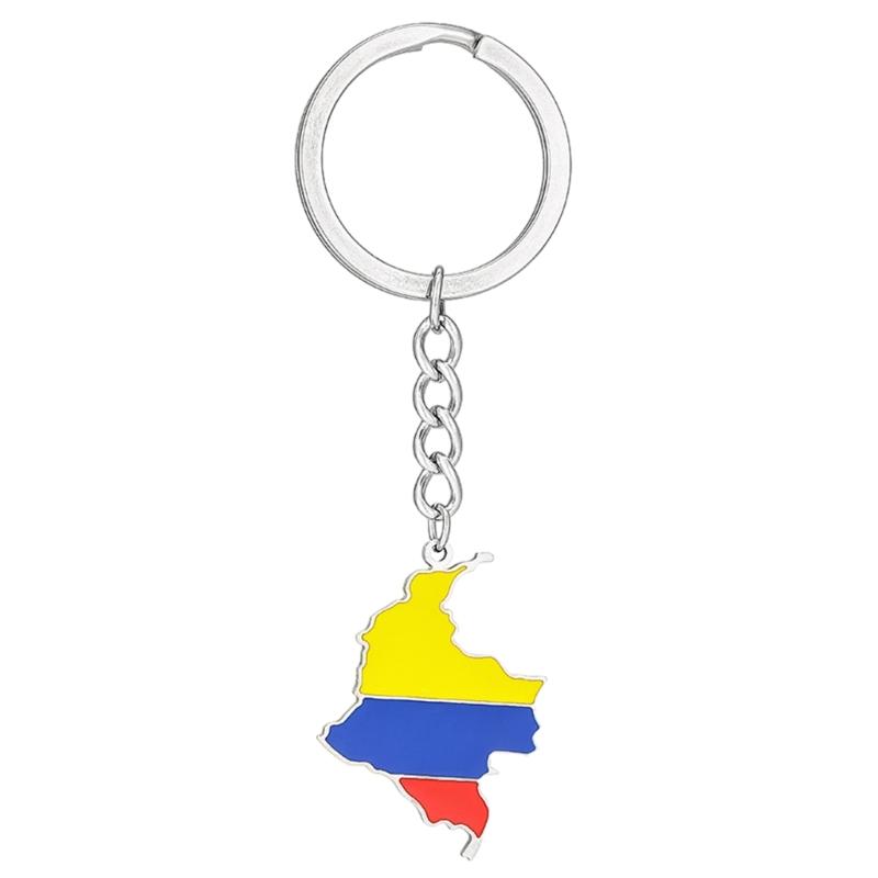 Portable Key Rings Colombian Map Flag Keychain Keyring Accessory for Backpack