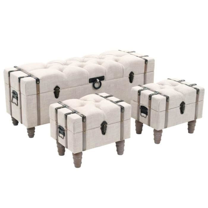 VidaXL Ensemble de bancs de rangement 3 pcs Bois massif et acier 245762