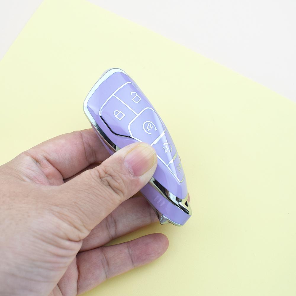 Silver Edge Car Styling Soft TPU For Ford Explorer Edge Fusion Mondeo Mustang F-150 Key Cover Case Auto Shell Fob Protector Accessories