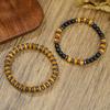 Best-selling Multi-layer Wood Bead Bracelets Sets Men's Retro Style Multi-layer Elastic Thread Adjustable Wooden Bracelet