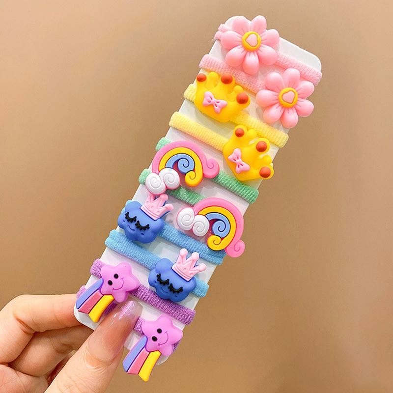 10Pcs Girls Cute Cartoon Rubber Bands High Elastic Hair Bands Children Headwear Hair Accessories Kids Headband Ornaments
