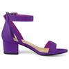 Allegra K Women's Ankle Strap Sandals with Block Low Heels, Purple, Size 25.5cm