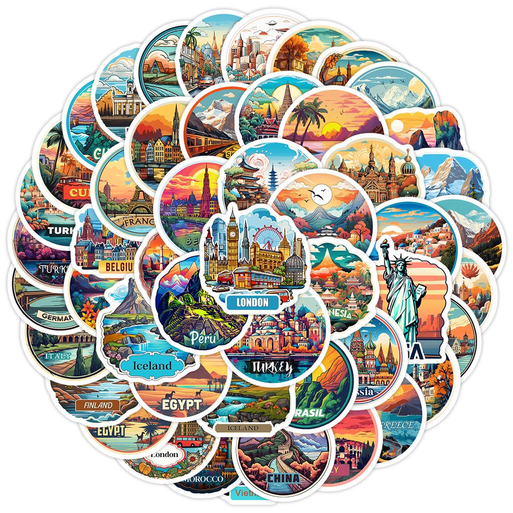 50 New Nordic Landmark Graffiti Stickers Mobile Phone Computer Suitcase Waterproof Decorative DIY Stickers