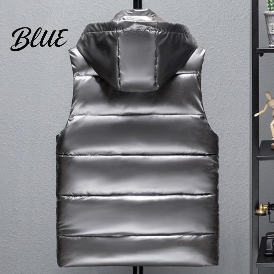 Breathable Vest Coat Comfortable Down Sleeveless Zipper Collar Hooded Men Stand Closure Winter Outwear