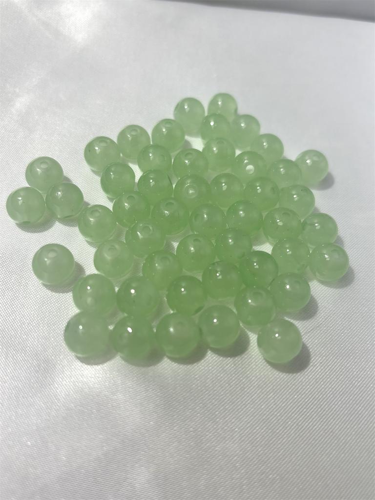 50pcs 8mm Glass Crack Imitation Jade Color Series Round Beads DIY Handmade Necklace Bracelet Loose Beads Jewelry Accessories