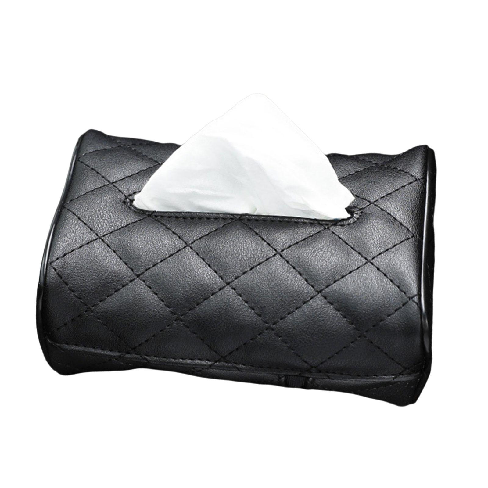 

Large Car Tissue Organizer PU Leather Car Tissue Box Holder Auto Interior Accessories for Sun Visor or Backseat Use чёрный
