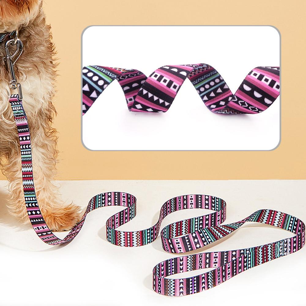 Classic Multicolor Dog Leash Nylon Tribal Pattern Durable Cat Pet Leashes for Small Medium Large Dogs Puppy Lead 120cm Long for Walking