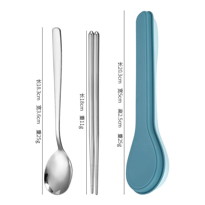 Portable Stainless Steel Tableware, Chopsticks, Spoons, Three Piece Set One Size синий