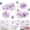 Art Decals Wall Stickers Kitchen Living Room Shop Bedroom 1 Set Of Butterfly Decor Decoration Flower PVC Purple