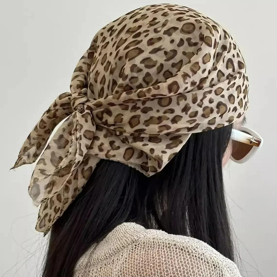

Punk Kpop Leopard Print Headscarf for Women Girls Fashion Vintage Korean Headscarf Party Scarf Wrap Bands Headwears Accessories колір світло кави