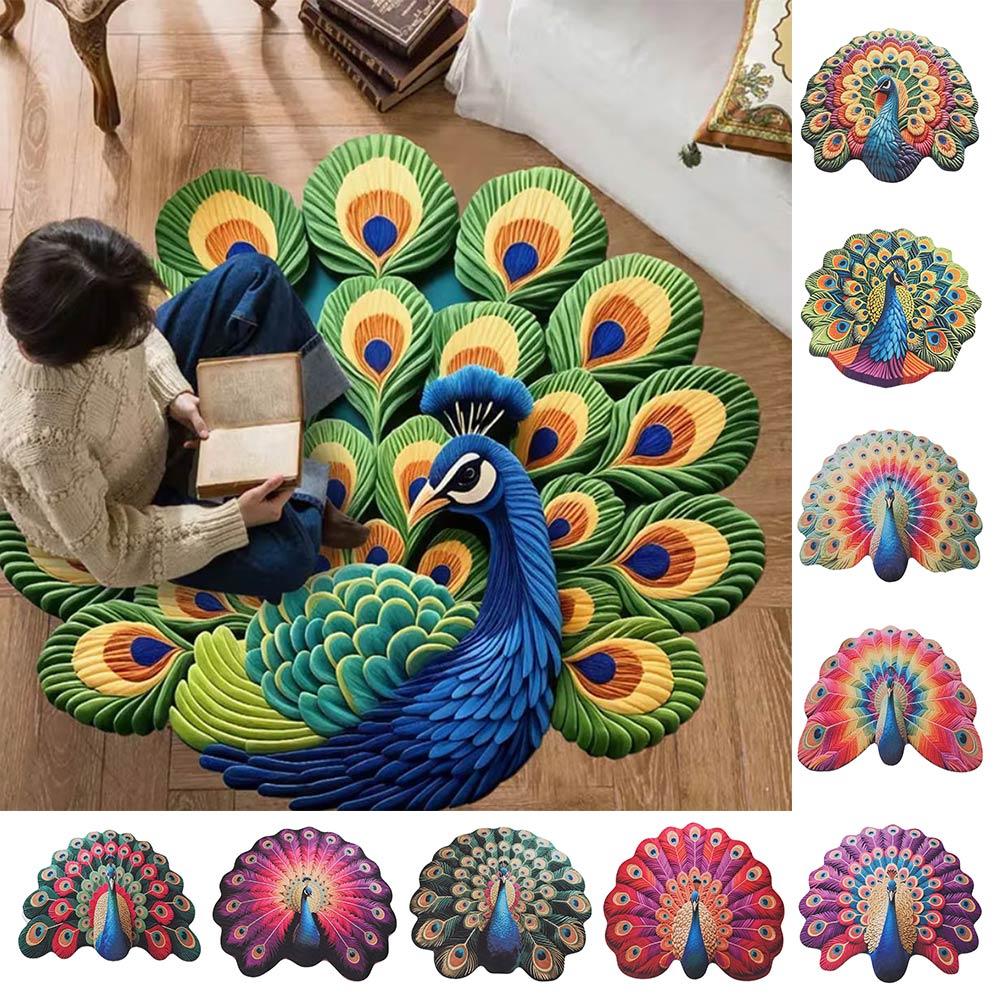 Non-slip Peacock Mat Special-shaped Door Gasket Peacock Carpet  for Living Room Tea Table Bedside