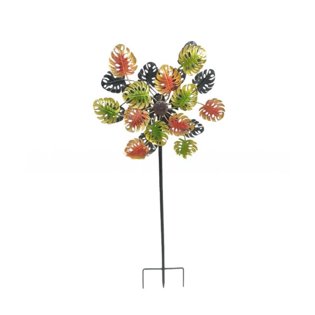 Outdoor Garden Metal Sunflower Windmill Dual Sided Rotating Iron Yard Ornament Weather Resistant Decorative Piece 95cm Height