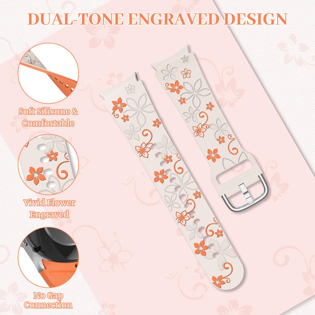 Silicone Carved Print Watch Strap Tailor Made for Samsung Galaxy Watch 8 40mm 44mm Bracelet for Samsung Watch 8 Classic Band