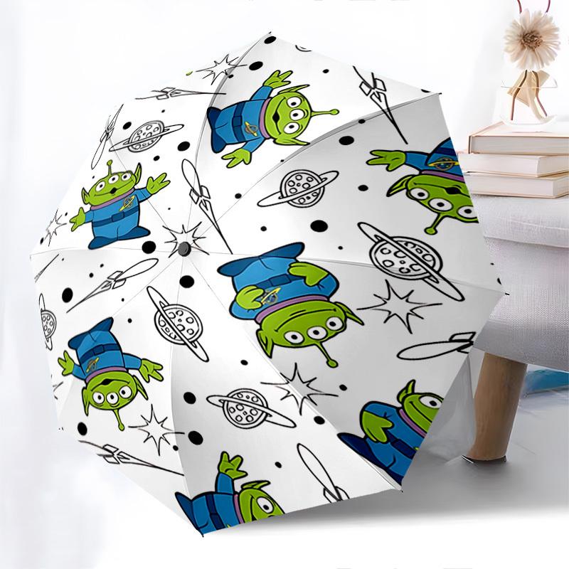 Toy Story, Aliens Themed Automatic Opening and Closing Umbrella, Brightly Colored 8-rib Portable Umbrella, Suitable for Men and Women, A Perfect Gift