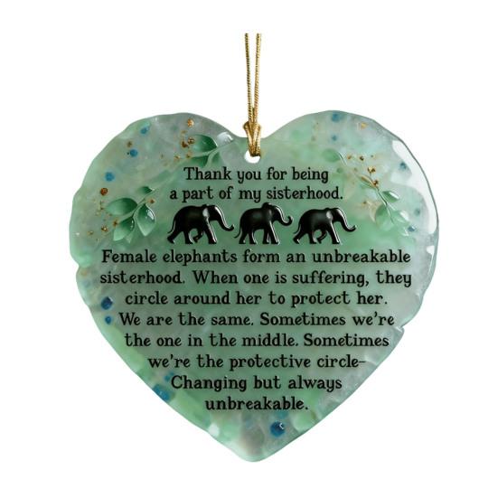 Yousheng Elephant Sisterhood Keepsake Sea Glass Art Christmas Ornament Inspirational Friendship Gift for Sisters Friends Women