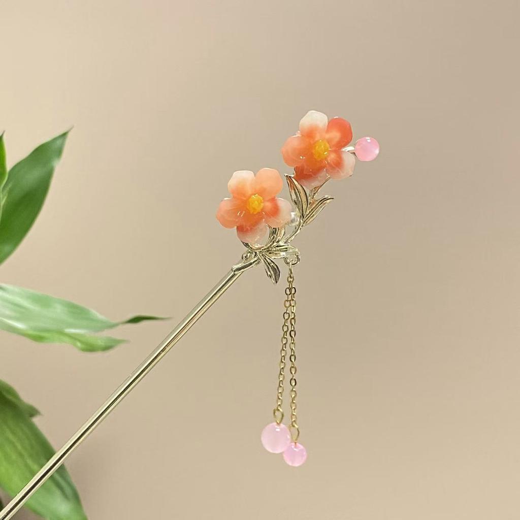 Fairy Spring Element Hairpin For Women Exquisite Flower Tassel Hair Stick Elegant Metal Jewelry Hair Accessories Hanfu Hair Pins