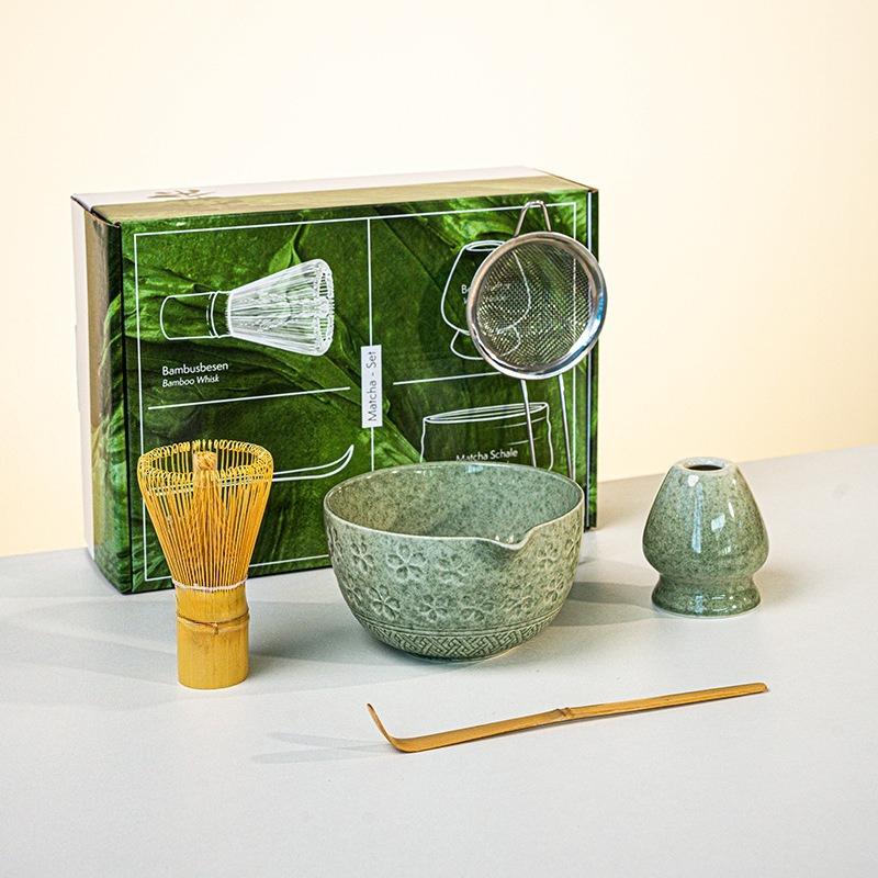 1/2pcs Traditional Japanese Matcha Bowl and Whisk Holder Tea Bowl with Pouring Spout for Office Table Tea Ceremony Party Gift