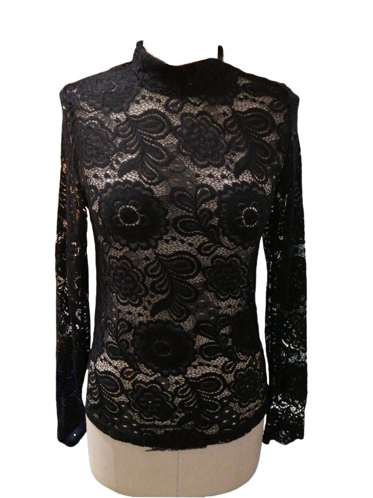 Spring Versatile Lace Slim Outerwear T Shirt Long Sleeve Base Layer Hollow Out Slim Fit Fashion Daily Basic Casual Slim Fit Ladies Elegant Top