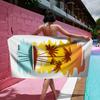 Oversized Microfiber Beach Towel Quick Dry Lightweight Soft Pool Towel for Adults, Colorful Palm Tree Print Towel for Travel