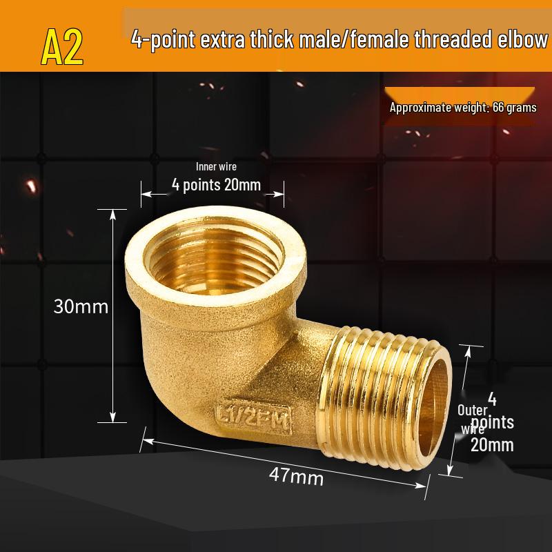 All-Copper Male & Female Threaded 90° Elbow Connector for Tap Water Pipes