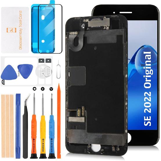 OEM LCD Screen Replacement for iPhone SE 2022 3rd Gen 4.7 with Touch Digitizer, Front Camera, and Speaker (A2783, A2595, A2785) Repair Kit