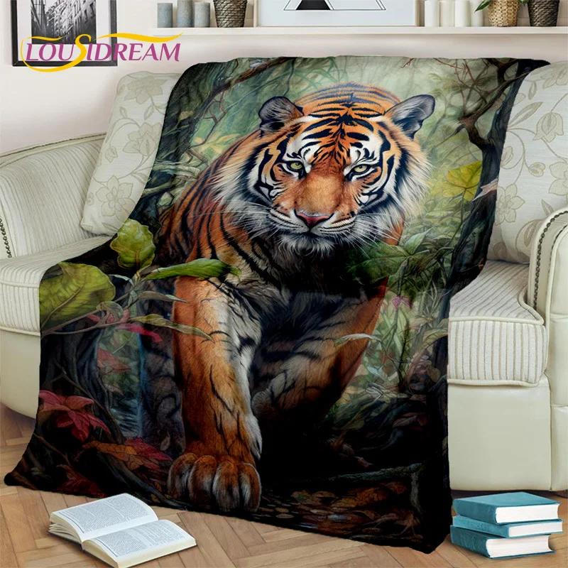 Beast Tiger Lion Leopard Animal Wildlife Cartoon Blanket,Soft Throw Blanket for Home Bedroom Bed Sofa Picnic Cover Blanket Kids