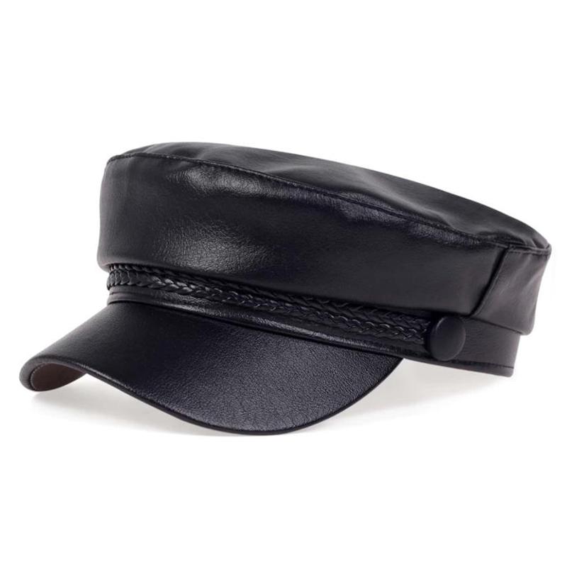 

Unisex Woven leather Navy Hat Spring and Autumn Outdoor Casual Adult Sun Hats Hip Hop Beret Hat Sunscreen Hat Sports Cap чорний