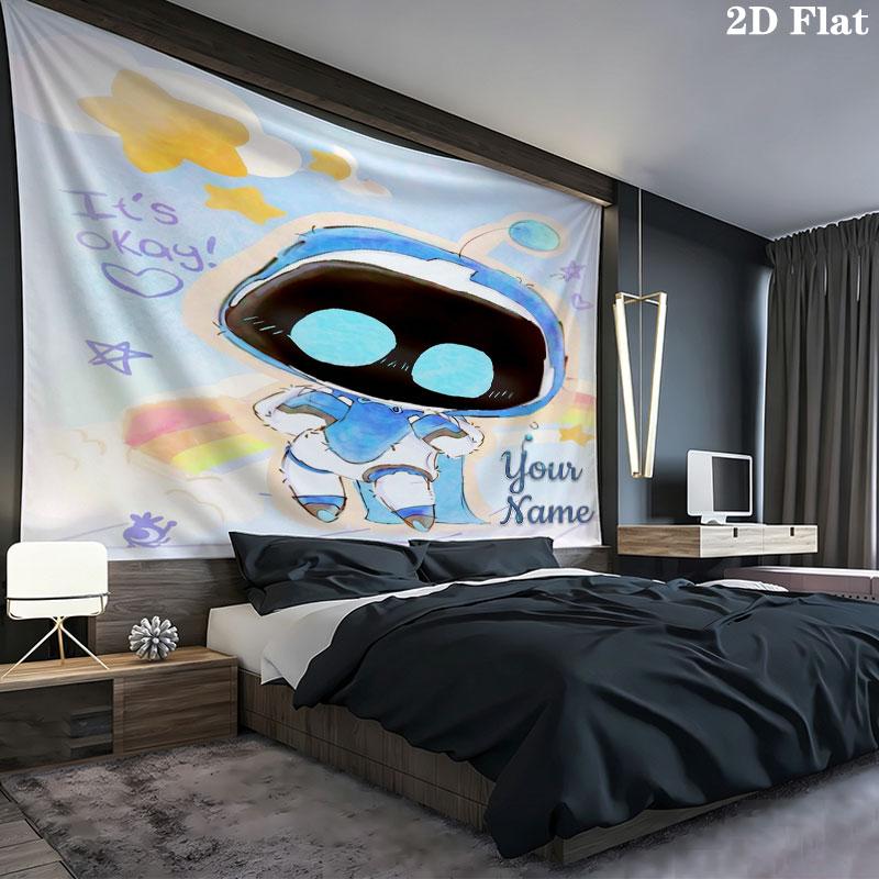 ASTRO BOT Custom Name Wall Tapestry Aesthetic Wall Hanging Printed Fabric Blanket Decorative Tapestries for Bedroom Living Room Home Decor