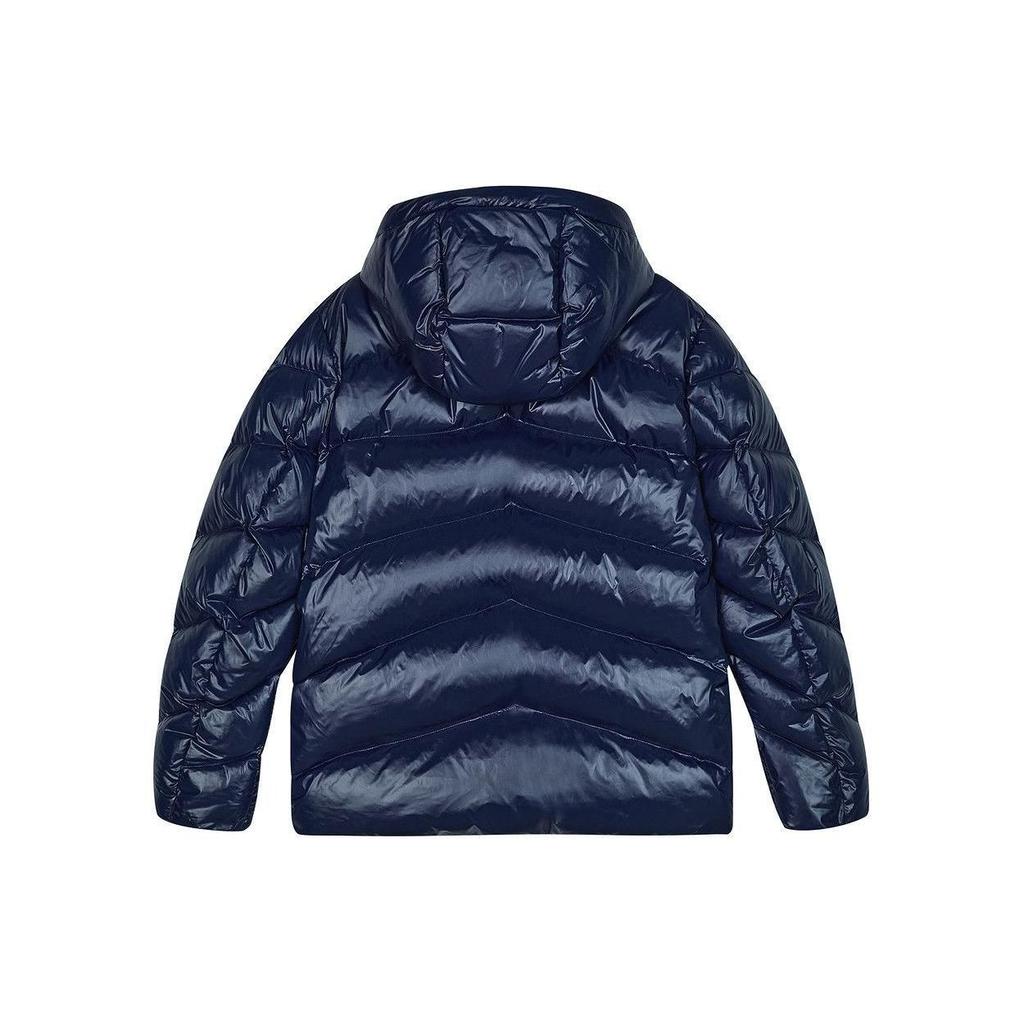 Skechers Diamond Series Solid Color Short Hooded Quilted Down Jacket Men Jackets Dark-Blue Black L423M166-0029