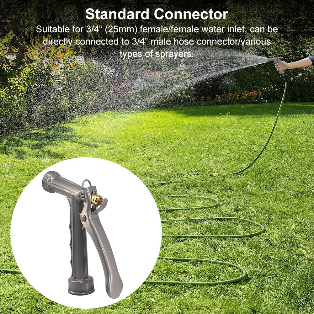 5.5inch Metal Portable Watering Sprayer with Threaded Front Adjustable Hose Nozzle for Watering Plants Washing Car Showering Pet