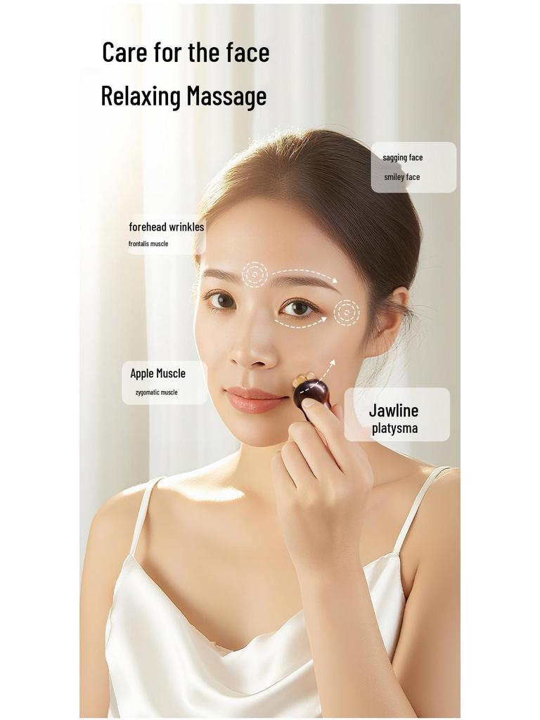 Purple Sandalwood Red Rose Gua Sha Stick: Compact Chubby Gourd Eye Massager with Small Lotus Head for Facial Massage.