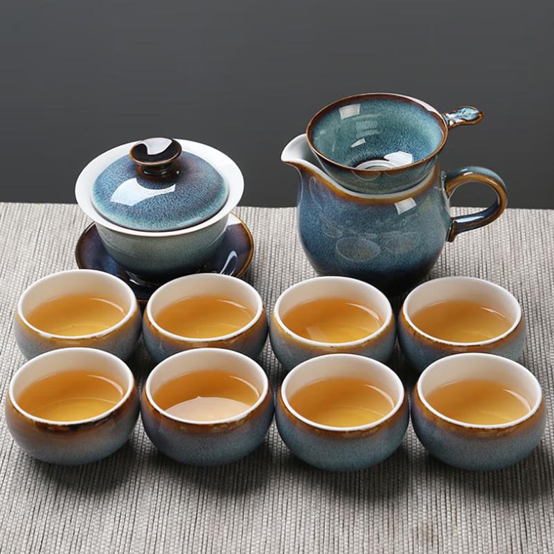 Su s Ceramic Kiln-Fired Sky Blue Gaiwan Tea Set