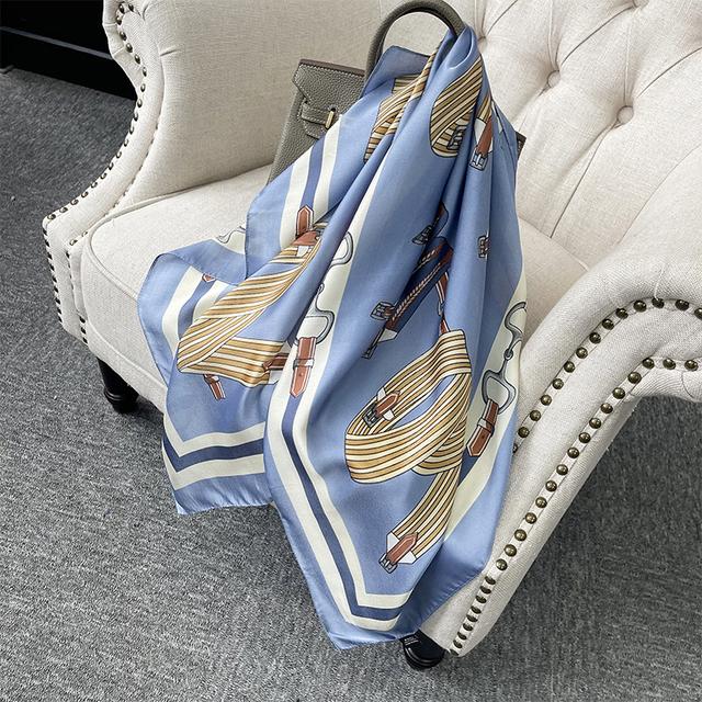 90cm *90cm Design Scarf Lady Shawl Printed Silk Felt Headscarf Scarf Lady Headscarf Square Scarf Lady Wrap Scarf 2021