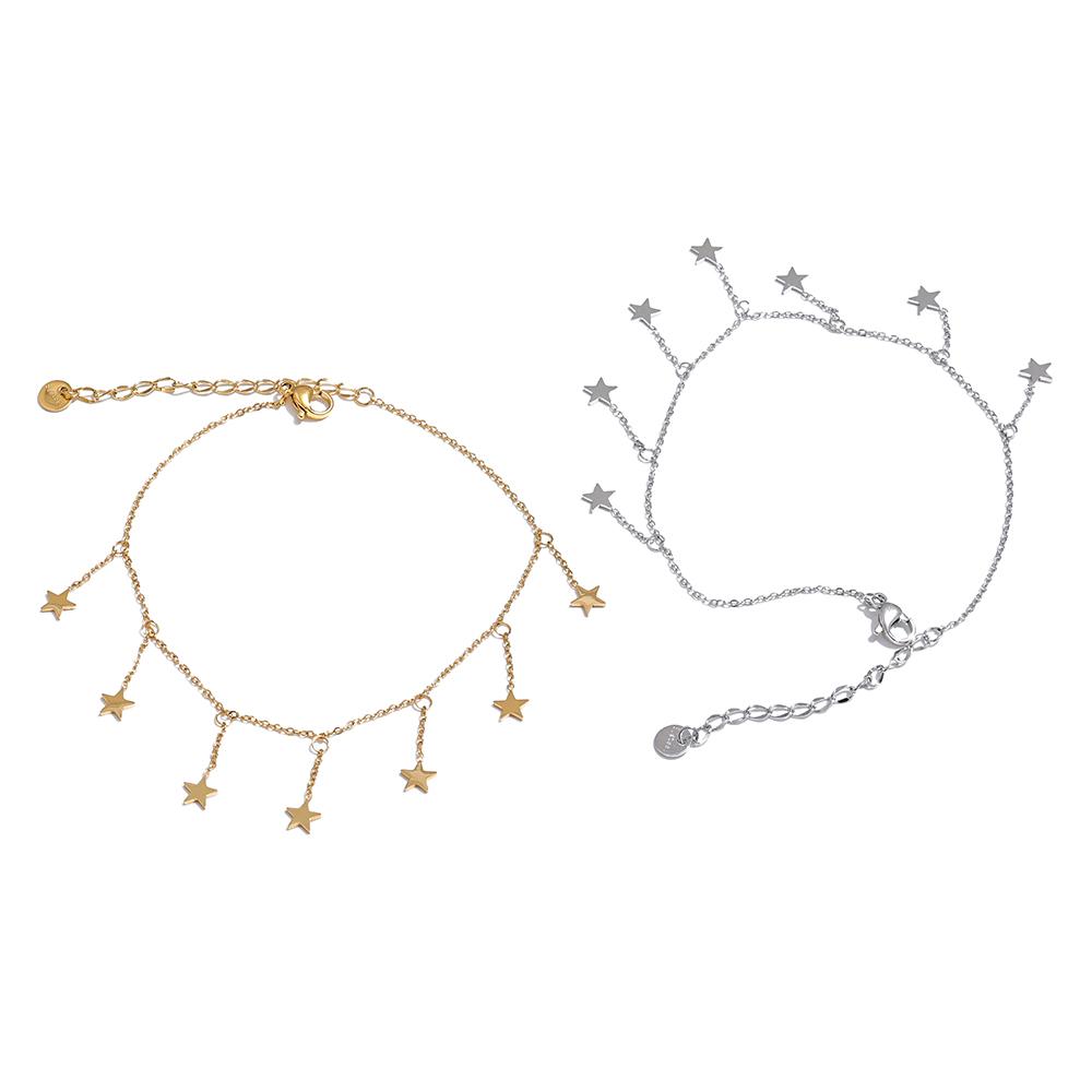 Yhpup 316L Stainless Steel Long Star Chain Anklet Summer Beach Foot Jewelry 18K PVD Plated Waterproof Accessories