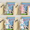 Adorable Bunny Plush Keychain Cute Bowknot Rabbit Stuffed Toy In Pink And Green