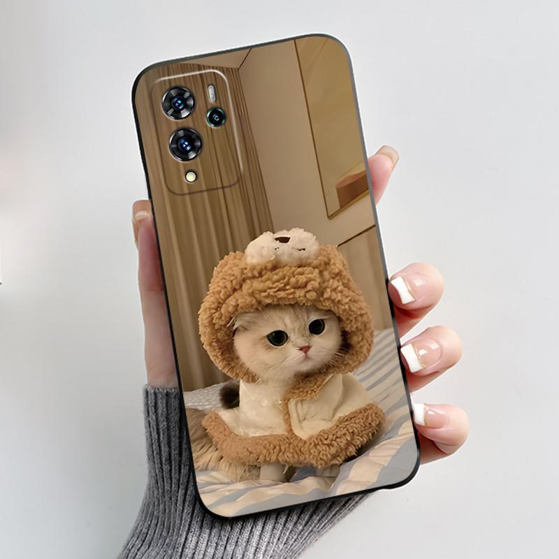 Cute Cartoon Case For ZTE Blade V40 Pro Capa Shockproof Fundas Printing Shell Protective Cover Soft Silicone Black Casing Coque