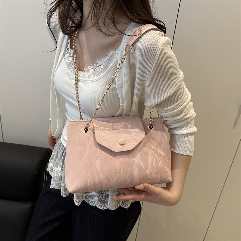 Summer Beautiful Solid Color Large Capacity Daily Practical Tote Bag Chain Single Shoulder Underarm Messenger Bag Casual Bag
