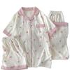 Mädchen Wind Wolke Baumwolle Sommer Pyjama Damen Süße Schleife Kurzarm Mode Loungewear Dreiteiliges Set