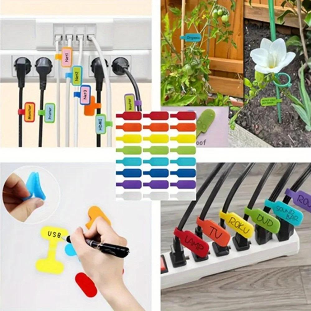 1-100pcs Reusable Waterproof Cable Labels Color-Coded Organizer Straps Data Charger Cords Management Home Office Travel