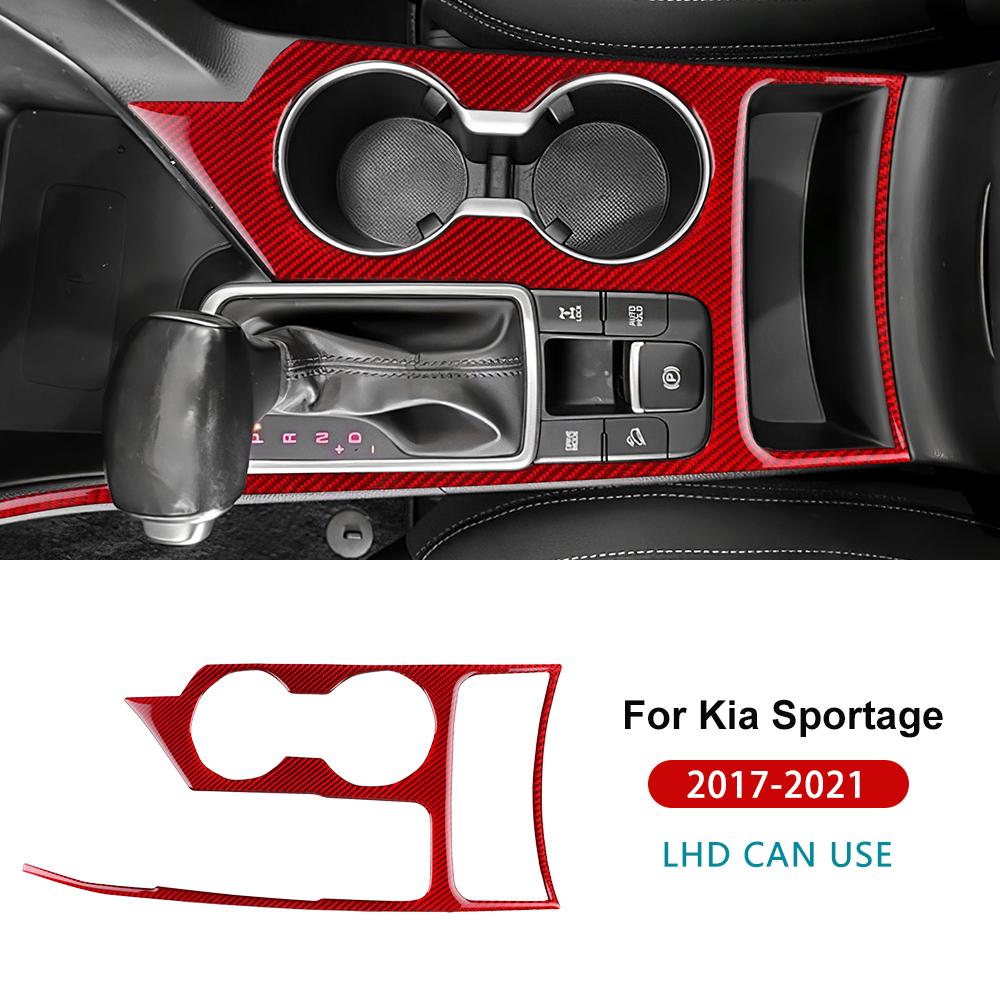 Real Soft Carbon Fiber Sticker For Kia Sportage 2017 2018 2019 2020 2025 LHD Car Gear Shift Water Cup Panel Interior Trim