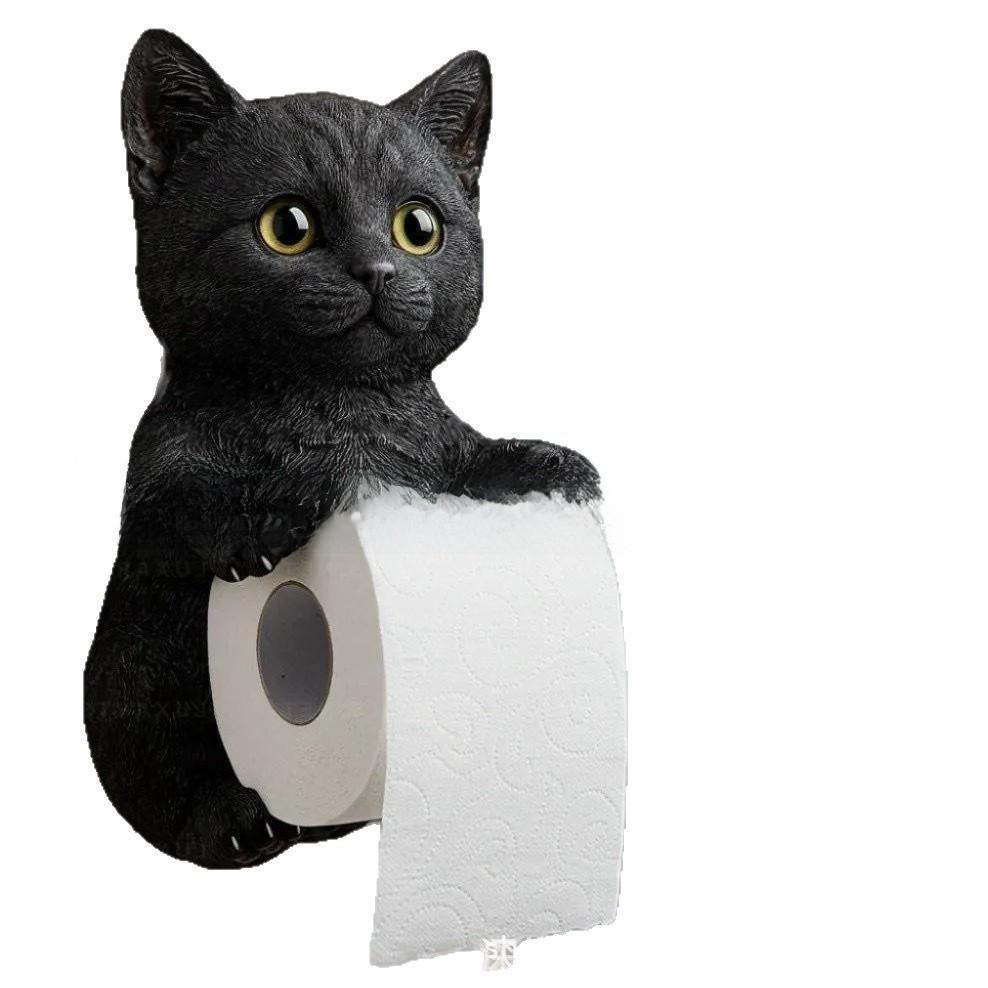 Cat Paper Holder Resin Cute Cat Design Wall Mount Tissue Dispenser For Bathroom Decor