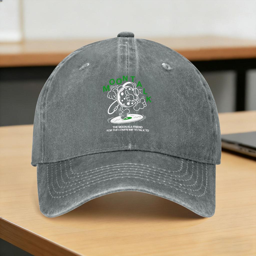 Summer Talking To The Moon Art Baseball Cap Sun Hot Sale Print Washed Trucker Hat UnisexTeens Casual Outdoor Sport Caps