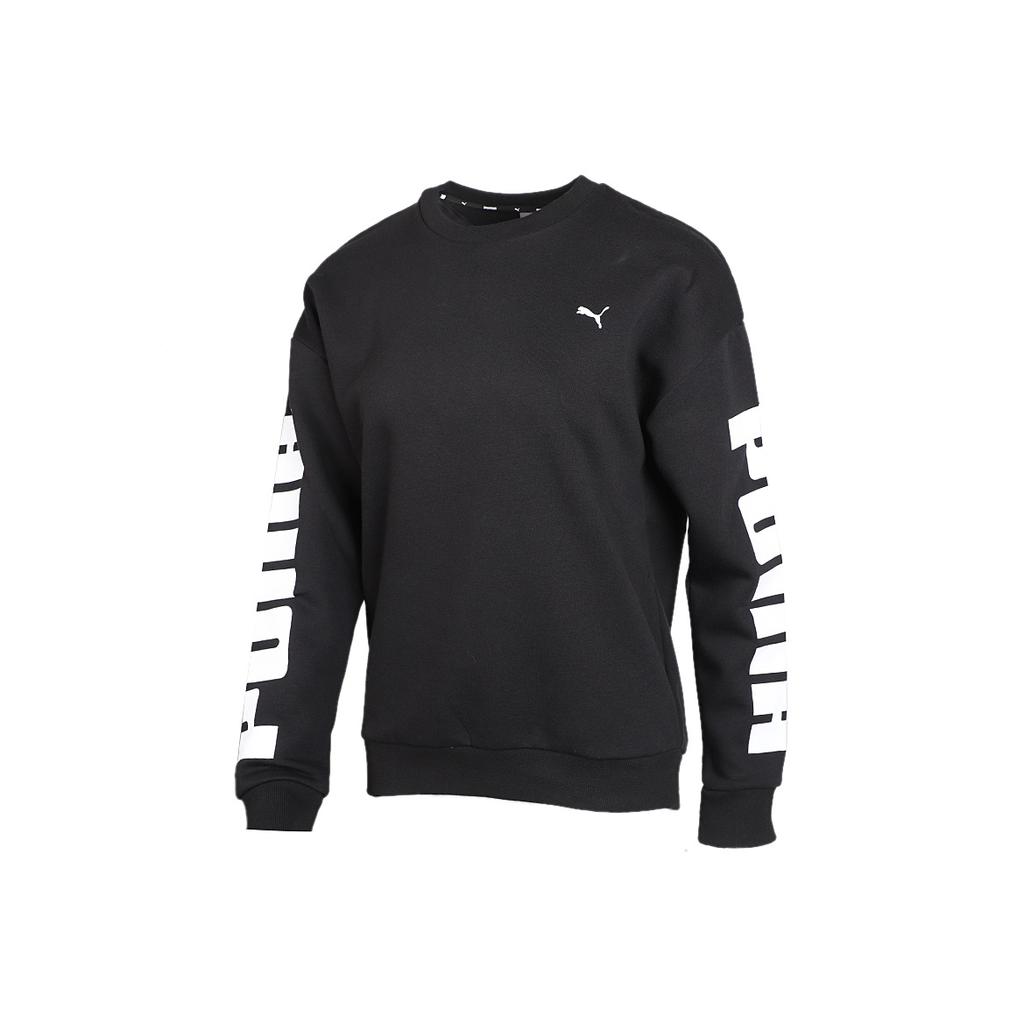 Puma Rebel Crew Sweat FL Nadrukowana Casualowa Polarowa Ciepła Bluza Pulower z Okrągłym Dekoltem Bluza Damska Czarna 581628-01