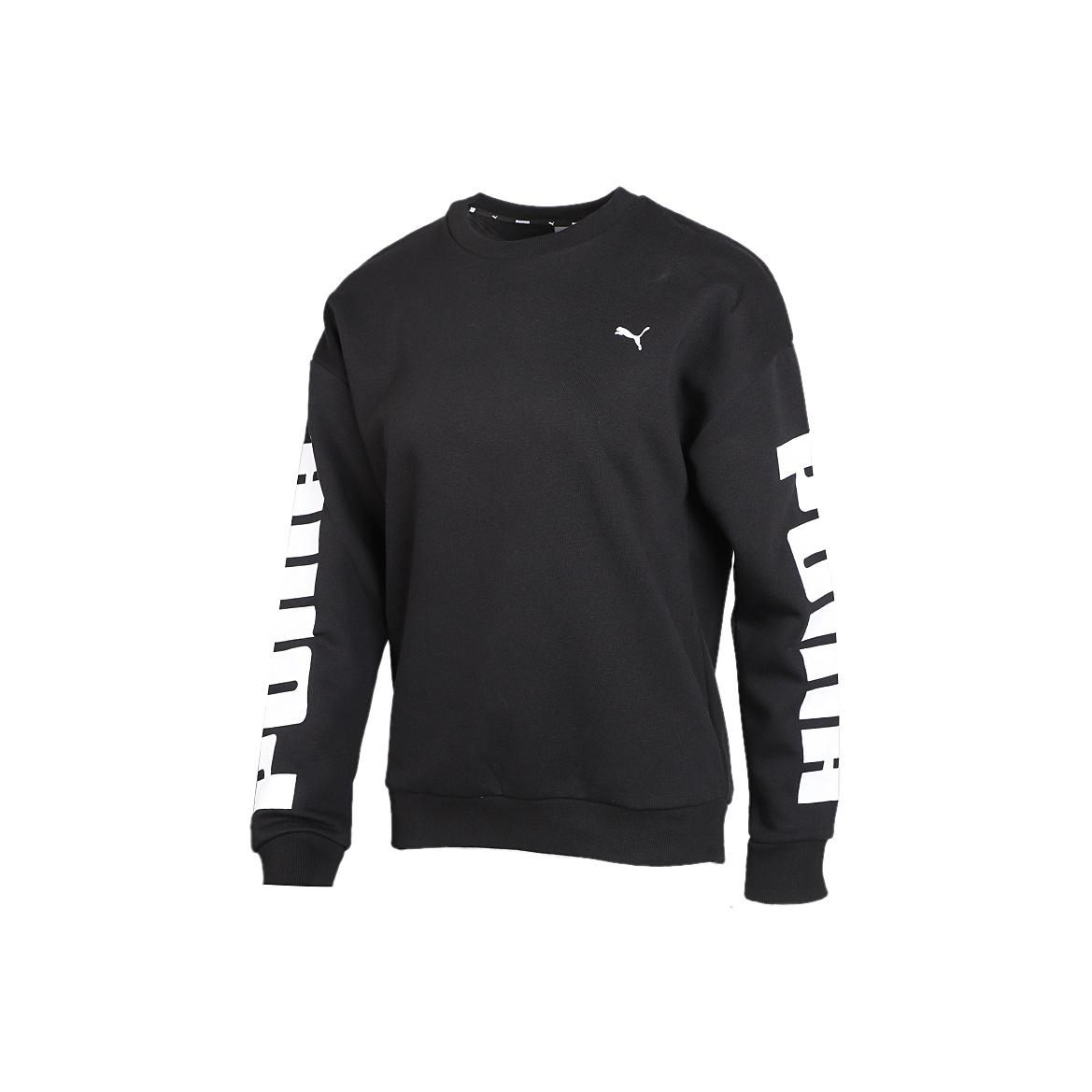 Puma Толстовка Rebel Crew Sweat FL Printed Casual Fleece Теплая круглая горловина Пуловер Женская толстовка Черная 581628-01 L