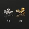 Long Strip Earrings for Women Piercing Daith Rook Zircon Geometric Silver Color Ear Accessories Screw Stud Helix Jewelry Gifts