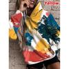 Women's Plus Size Hooded Sweatshirt, Long Sleeve with Pocket, Autumn/Winter Print, Loose Fit.