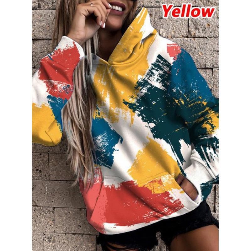 Women's Plus Size Hooded Sweatshirt, Long Sleeve with Pocket, Autumn/Winter Print, Loose Fit.